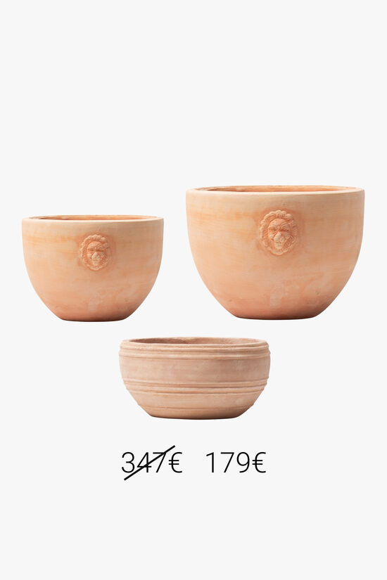 3 puķu podu komplekts ar lauvu dekoriem no Romantika sērijas